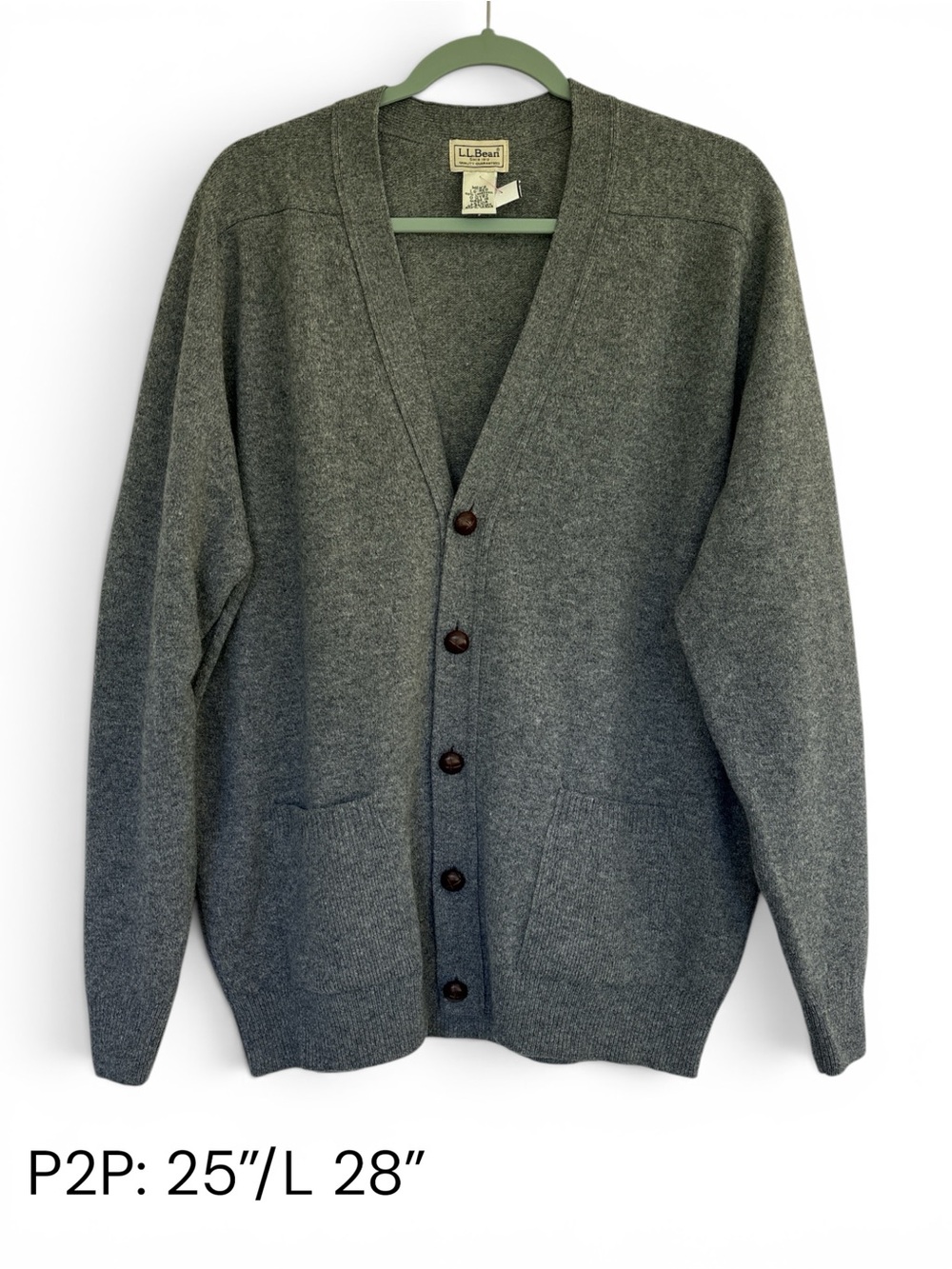 L.L. Bean Men's Heather Gray V‑Neck Button Cardigan